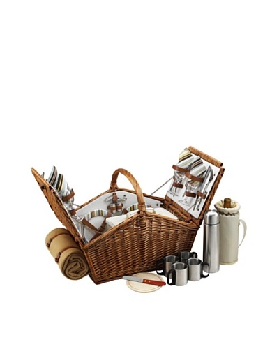 Picnic At Ascot Huntsman Basket for 4 with Coffee Set & Blanket -Santa Cruz