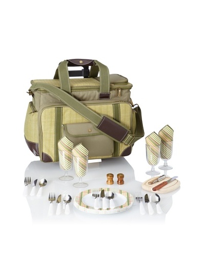 Picnic at Ascot Hamptons Deluxe Picnic Cooler for 4 with Wheels, Olive