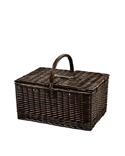 Picnic at Ascot Surrey Picnic Basket for 2, Brown Wicker/Hamptons