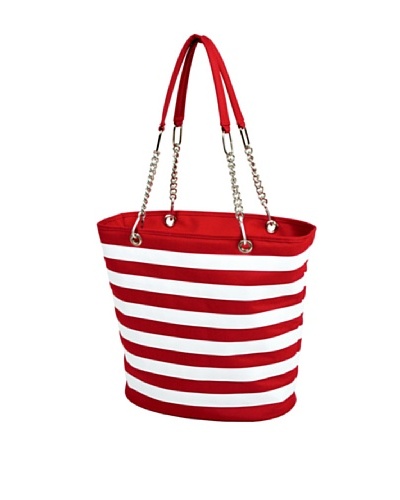 Picnic at Ascot Stripe Cooler Tote, Red and White