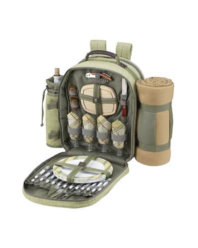 Picnic at Ascot Hamptons Picnic Backpack with Blanket, Olive/Tweed