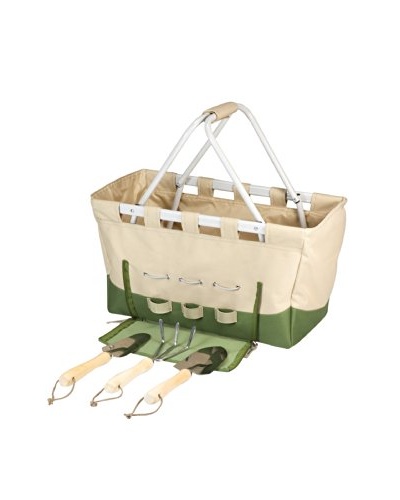 Picnic Time Garden Metro Basket With Tools, Tan/Olive Green