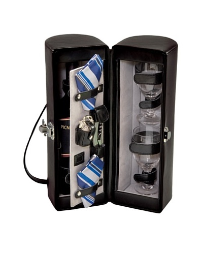 Picnic Time Harmony Single Bottle Wine Case, with Wine Service for 2, Black