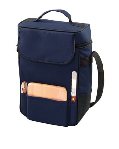 Picnic Time Duet Insulated Wine and Cheese Tote, Navy Blue