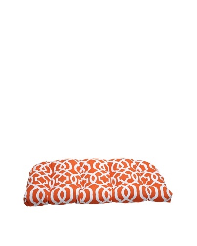 Pillow Perfect Outdoor New Geo Wicker Loveseat Cushion, Orange