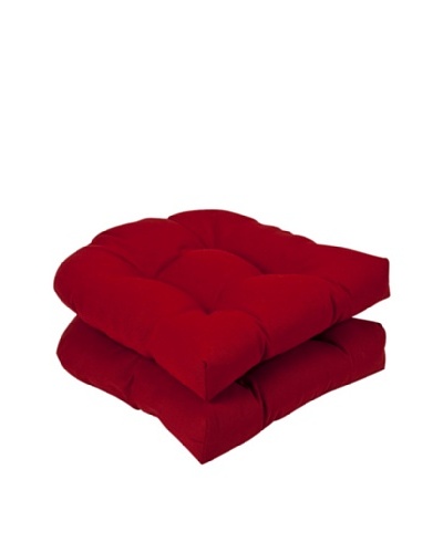 Pillow Perfect Set of 2 Outdoor Pompeii Solid Wicker Seat Cushions, Red