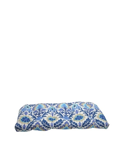 Pillow Perfect Outdoor Santa Maria Wicker Loveseat Cushion, Azure