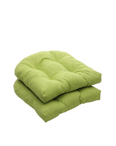 Pillow Perfect Set of 2 Outdoor Baja Textured Solid Wicker Seat Cushions, Lime Green