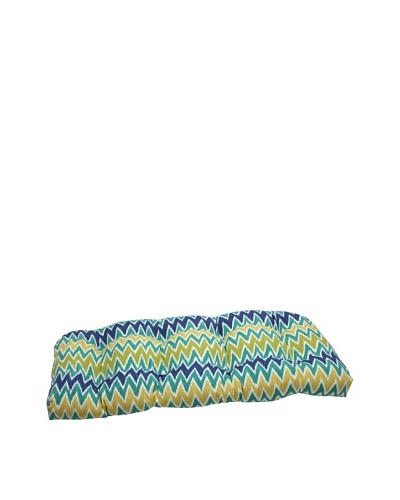 Pillow Perfect Outdoor Zulu Wicker Loveseat Cushion, Blue/Green