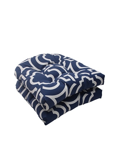 Pillow Perfect Set of 2 Outdoor Carmody Wicker Seat Cushions, Navy