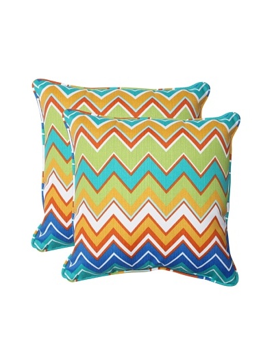 Pillow Perfect Set of 2 Outdoor Zig Zag Throw Pillows, Orangeaide