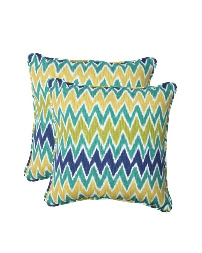Pillow Perfect Set of 2 Outdoor Zulu Throw Pillows, Blue/Green