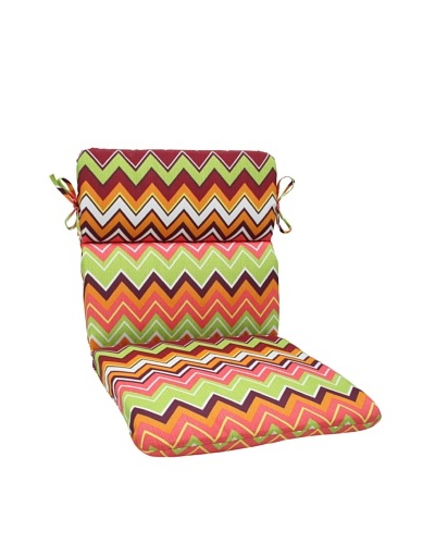 Pillow Perfect Outdoor Zig Zag Rounded Corner Chair Cushion, Raspberry