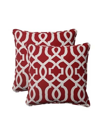 Pillow Perfect Set of 2 Outdoor New Geo Corded Throw Pillows, Red
