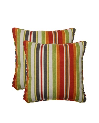 Pillow Perfect Set of 2 Outdoor Roxen Stripe Throw Pillows, Citrus