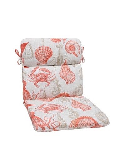 Pillow Perfect Outdoor Sea Life Coral Rounded Corner Chair Cushion, Orange/Tan
