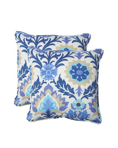 Pillow Perfect Set of 2 Outdoor Santa Maria Throw Pillows, Azure