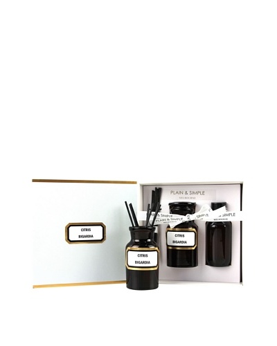 Plain & Simple Vintage Amber Glass Orange Blossom Perfumed Diffuser Set