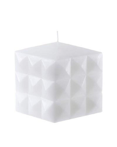 Point a la Ligne Large “Urban Facet” Cube Candle, White