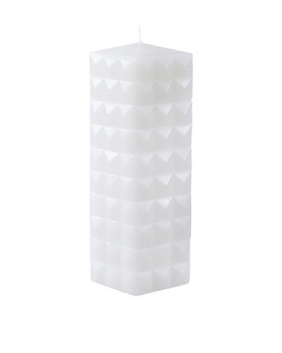 Point a la Ligne Urban Facet Pillar Candle, White, Large