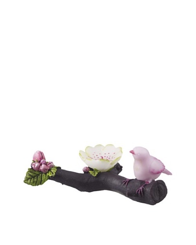 Point a la Ligne Large Bird on Cherry Tree Branch Candle