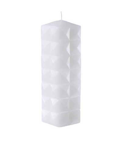 Point a la Ligne Urban Facet Pillar Candle, White, Small