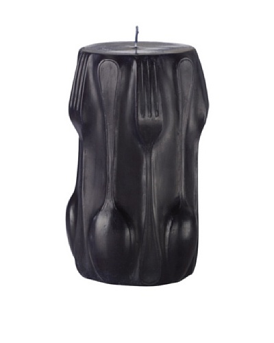 Point a la Ligne Cutlery Pillar Candle, Black