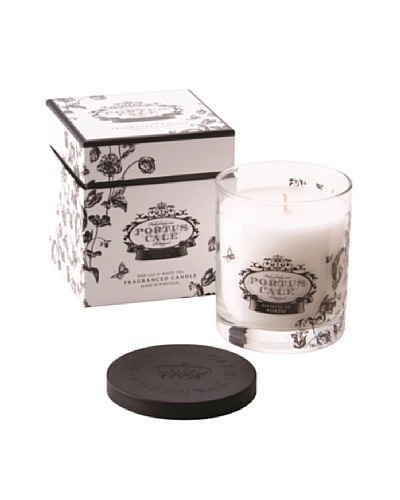 Portus Cale 8-Oz. Black & White Floral Toile Candle In Glass Vessel