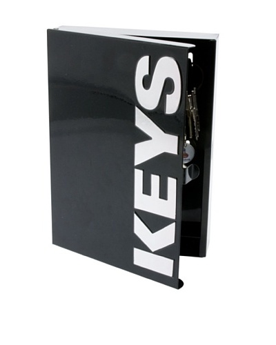 Present Time Typographic Metal Key Box, Black