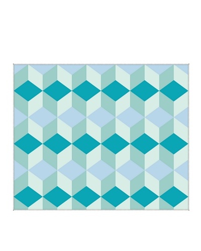 Present Time Block Fleece Throw Blanket, Blue