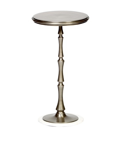 Prima Design Source Round Bamboo-Inspired Accent Table, Pewter