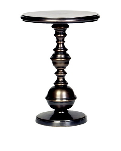 Prima Design Source Round Cast Aluminum Turned-Base Table, Dark Bronze