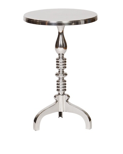 Prima Design Source Aluminum Table with Turned Base, Silver