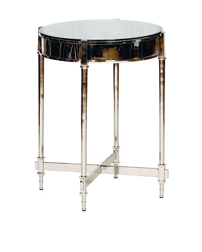 Prima Design Source Beveled Glass-Top Side Table, Nickel