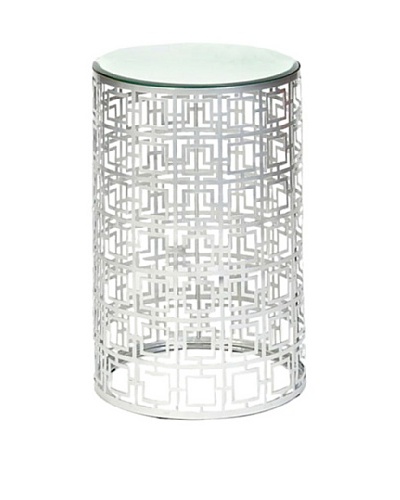 Prima Design Source Round Accent Table with Pierced Geometric Pattern, NickelAs You See