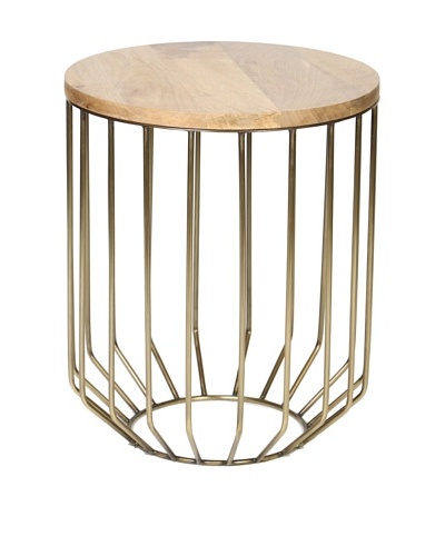 Prima Design Source Wire-Framed Accent Table with Tapered Base, Antique Brass