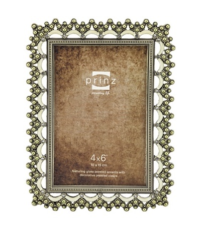 Prinz Greta Metal Jeweled Frame for 4 by 6-Inch Photo, Antique Gold