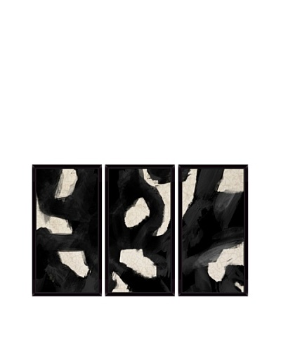 Contemporary Black Swirl Giclée Triptych Box