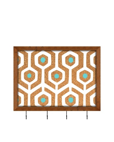 PTM Images Aqua Hexagon on Cork Key/Jewelry Organizer with Cork Backing, Natural