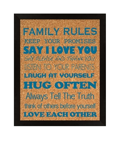 “Family Rules” Corkboard, Blue