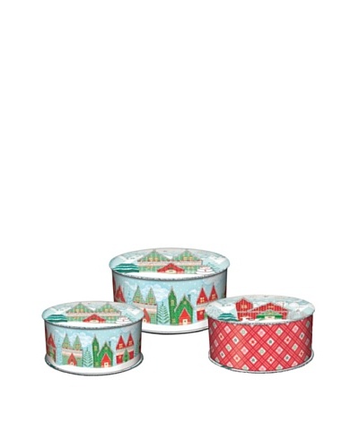 Punch Studio Set of 3 Holiday Spool Nesting Boxes, Winterland