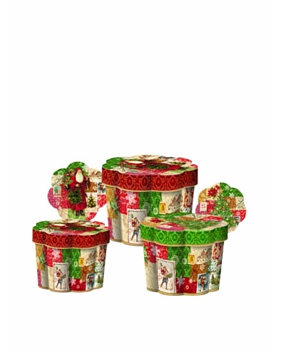 Punch Studio Nesting Set of 3 Fluted Boxes [Christmas Victoriana]