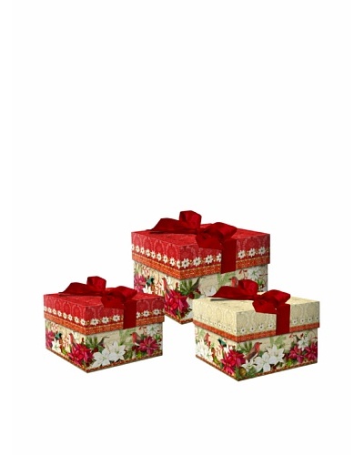 Punch Studio 3-Piece Square Nesting Merry Birds Boxes