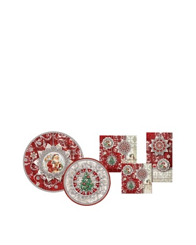 Punch Studio Holiday Plate & Napkin Set, Silver Shimmer