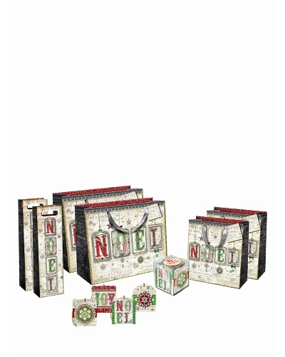 Punch Studio Holiday Gift Bag Set, Noel