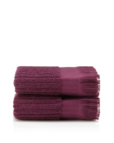 Pure Fiber Set of 2 Ribbed Hand Towels [Plum]