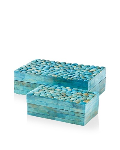 Purva Earth Green Nested Bone Boxes, Earth Green