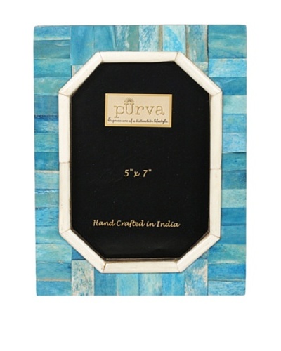 Purva Ocean Blue Hexagonal Cut Bone Photo FrameAs You See