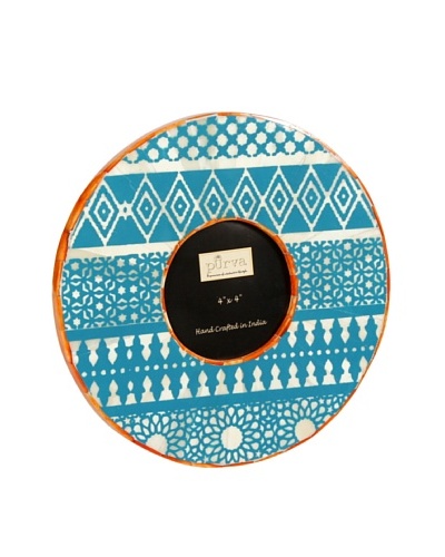 Purva Mugal Print 4″ Round Bone Frame, Multi