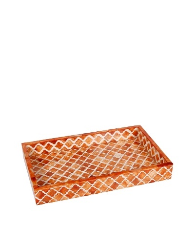 Purva Damask Bone Tray, Orange